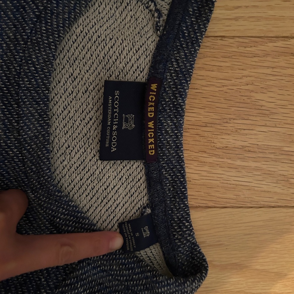 Scotch & Soda Navy and Cream Marled Crewneck Sweater